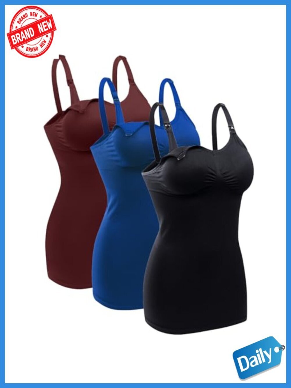 Nursing Tank Tops with Built-in Bra, Adjustable Straps, Maternity Camisole